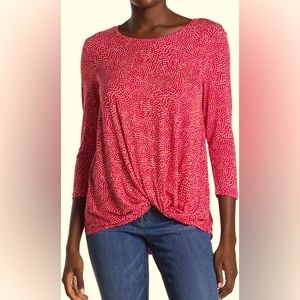 Bobeau Aurora Red With White Dots Top- Large